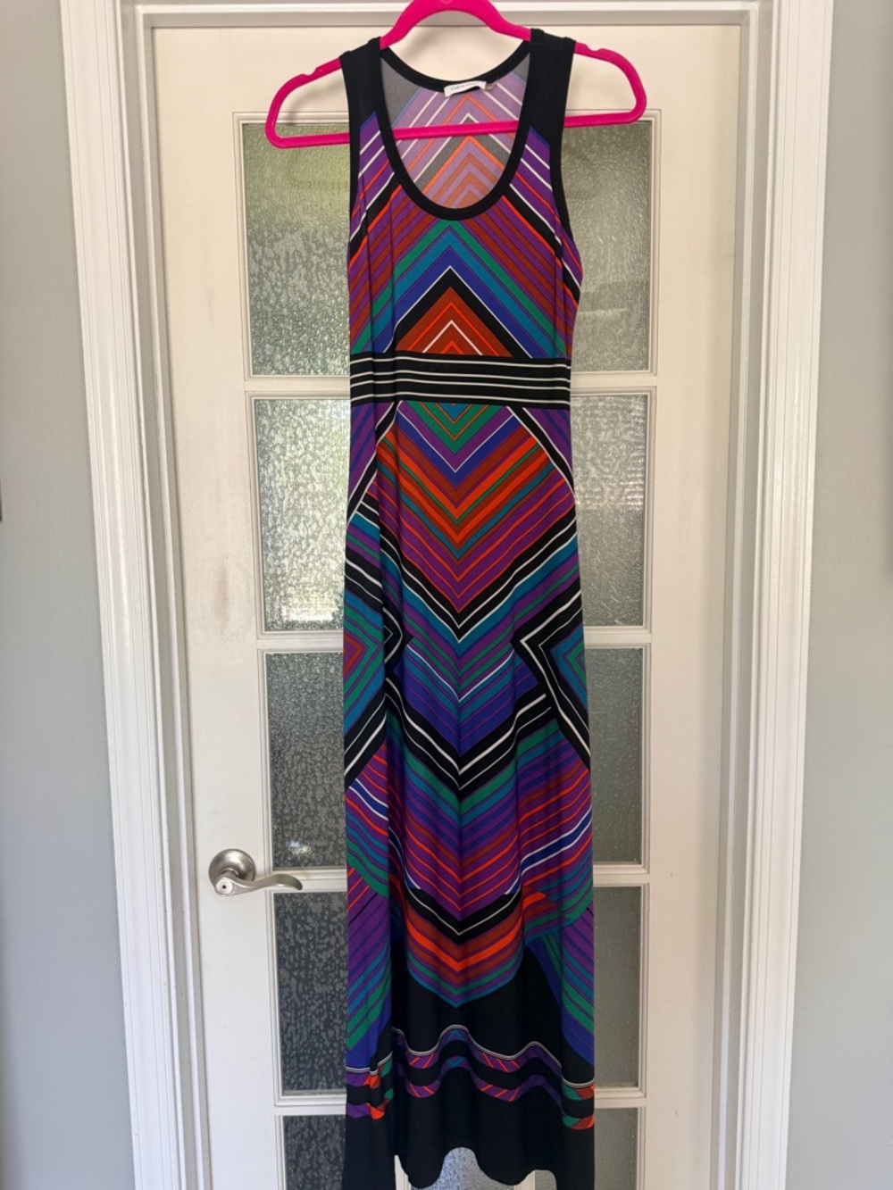 Calvin Klein Multicolor Chevron Sleeveless Maxi Dress